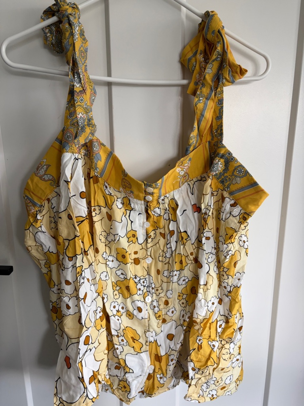 Yellow Floral Tie-Shoulder Tank Top women’s 2x - new!